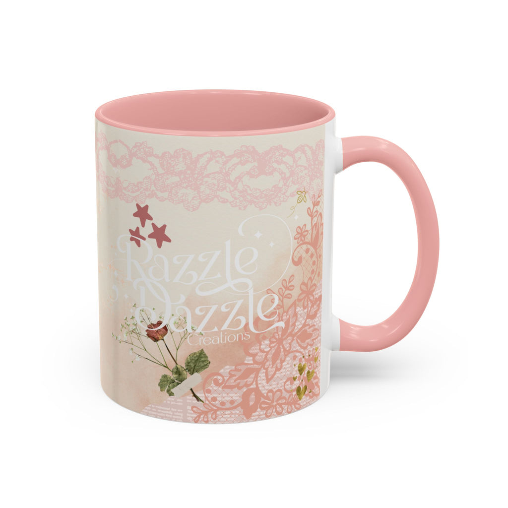 Elegant Floral Accent Coffee Mug | Cute Gift for Tea Lovers, Razzle Dazzle Mug, 11oz & 15oz Options
