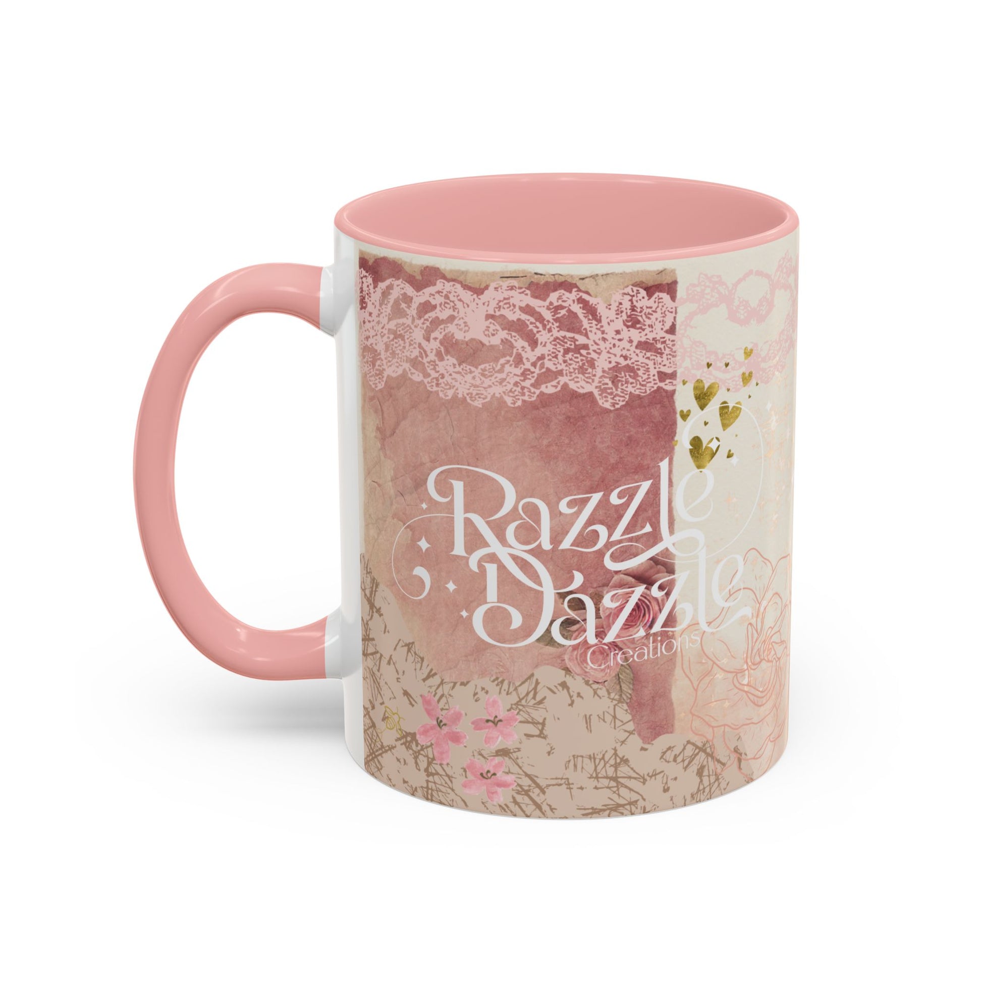 Elegant Floral Accent Coffee Mug | Cute Gift for Tea Lovers, Razzle Dazzle Mug, 11oz & 15oz Options