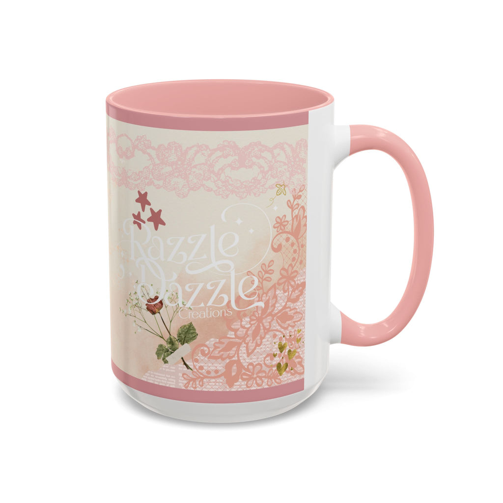 Elegant Floral Accent Coffee Mug | Cute Gift for Tea Lovers, Razzle Dazzle Mug, 11oz & 15oz Options
