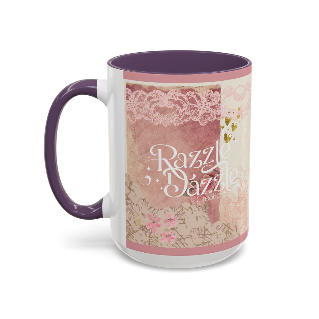 Elegant Floral Accent Coffee Mug | Cute Gift for Tea Lovers, Razzle Dazzle Mug, 11oz & 15oz Options