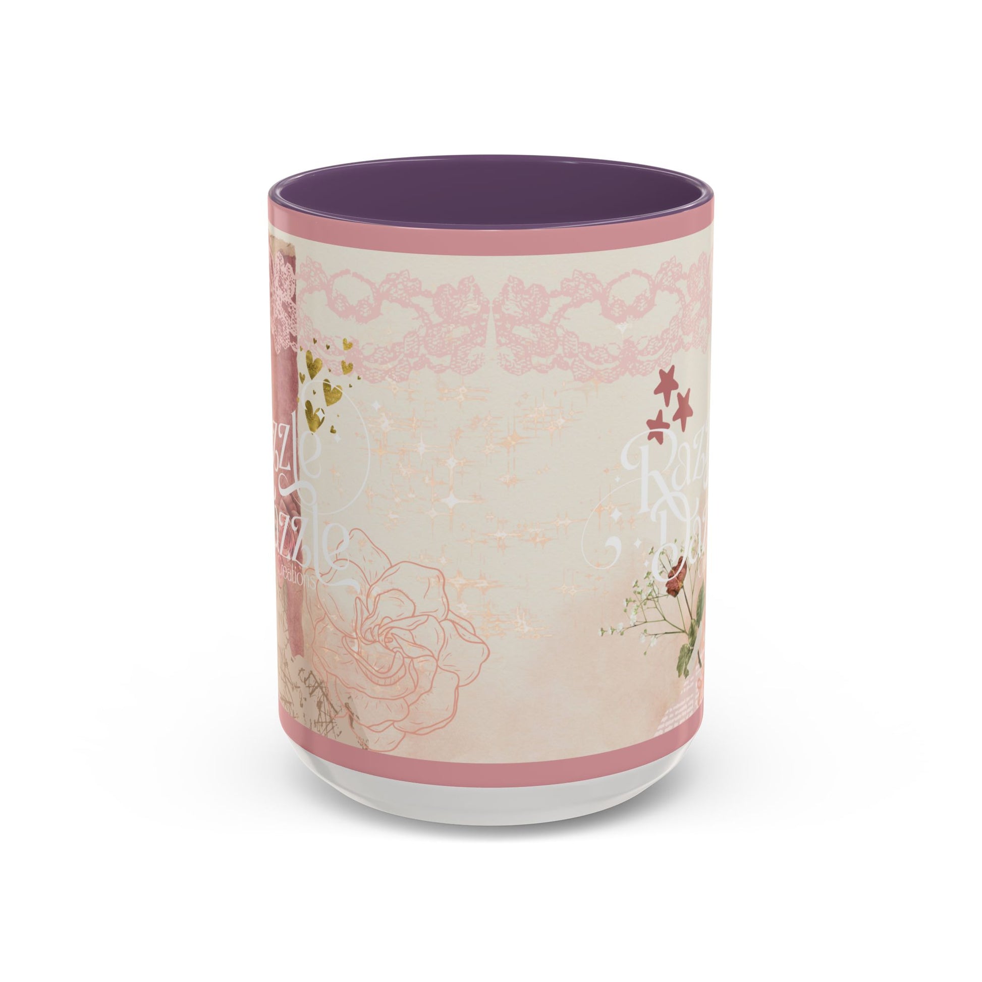 Elegant Floral Accent Coffee Mug | Cute Gift for Tea Lovers, Razzle Dazzle Mug, 11oz & 15oz Options