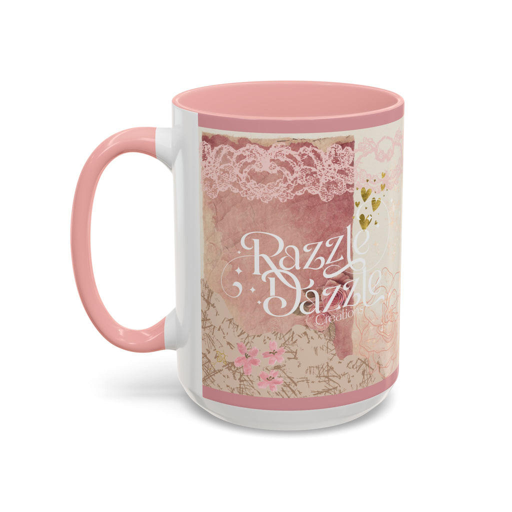 Elegant Floral Accent Coffee Mug | Cute Gift for Tea Lovers, Razzle Dazzle Mug, 11oz & 15oz Options