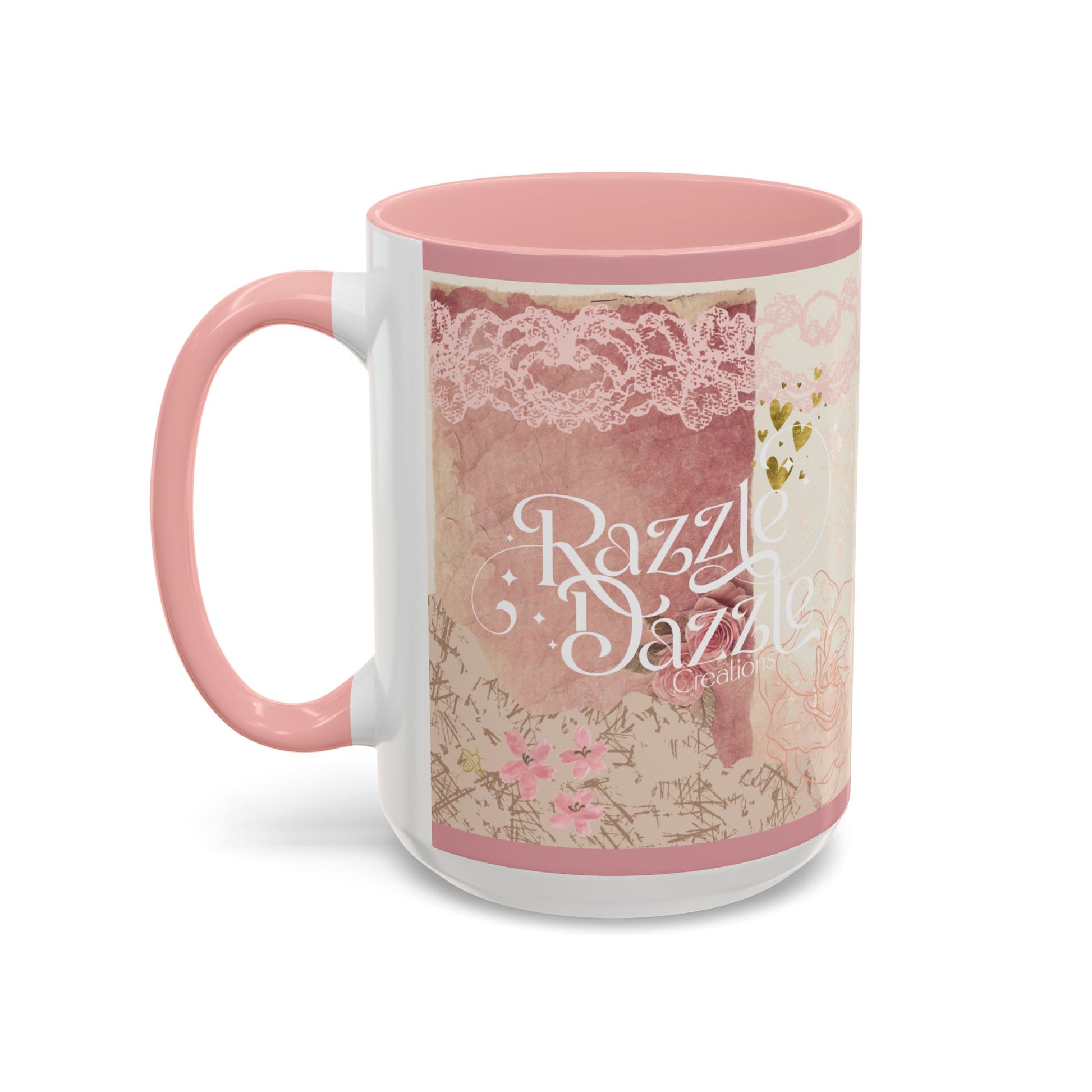 Elegant Floral Accent Coffee Mug | Cute Gift for Tea Lovers, Razzle Dazzle Mug, 11oz & 15oz Options